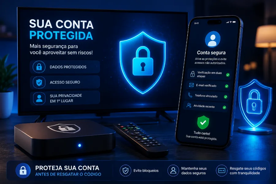 Tela mostrando conta UniTV protegida com verificação em duas etapas